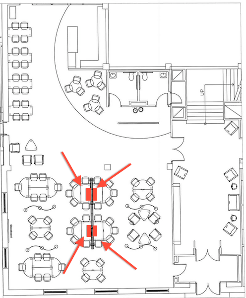 Diagram showing proposed location for collaboration stations.