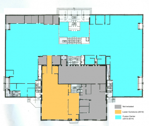 Diagram of the Library Main Floor showing approximate area for the project.